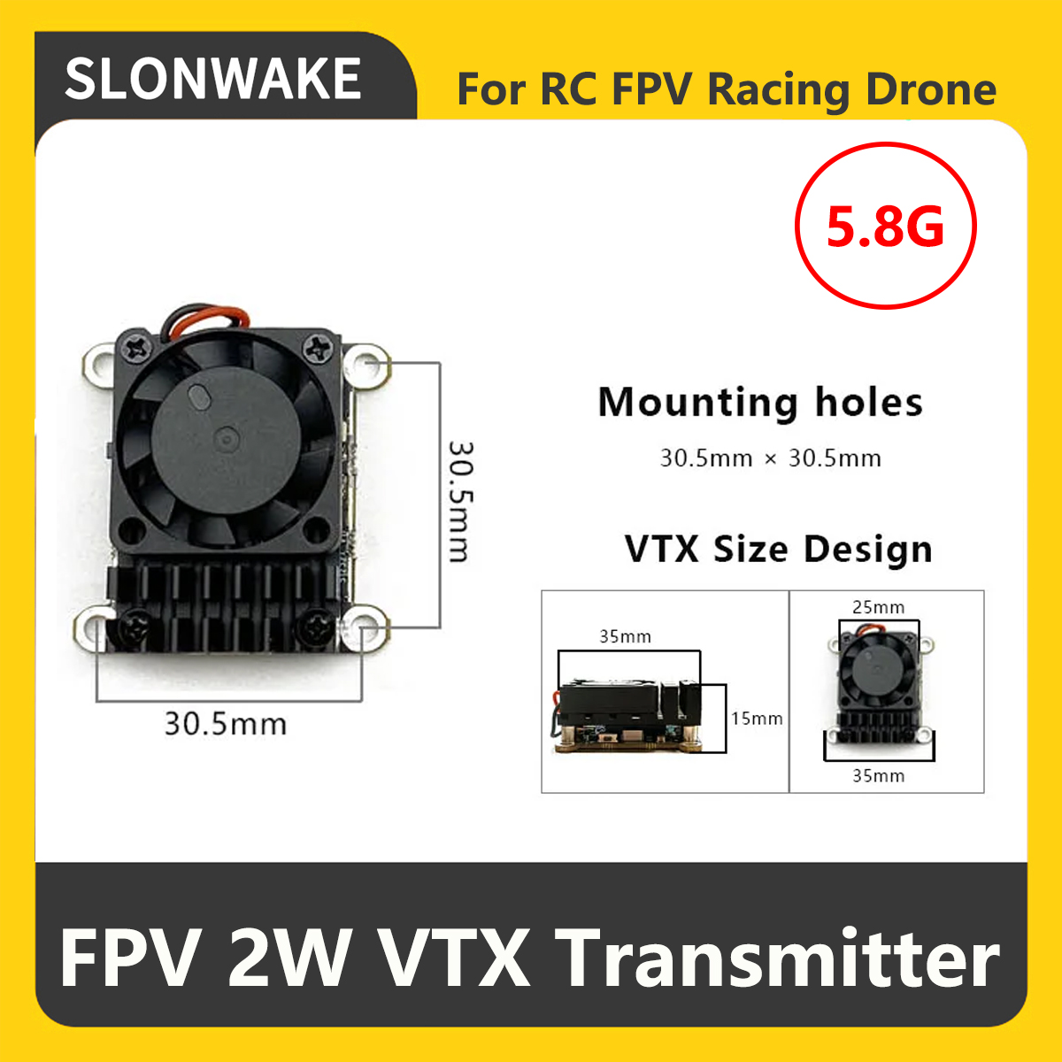 جهاز إرسال SLONWAKE 5.8G 2000m - مراجعة Fpv Drone Camera وسعره